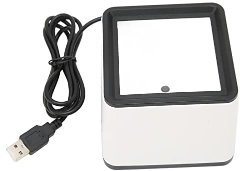 Escáner de Código de Barras de Escritorio Portátil, Lector de Código de Barras con Cable USB Manos Libres Omnidireccional 2D 1D, Escaneo Rápido, Soporte de Transmisión de Voz