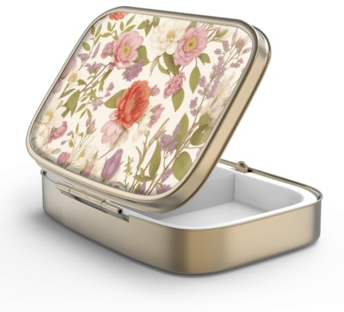 Pillendose Pillendose mit Spiegel Retro 2 Fach Kleine Pillendose Bronze rechteckig Pillendose oder Vitamine, Fischöl, Nahrungsergänzungsmittel, Pillen enthalten