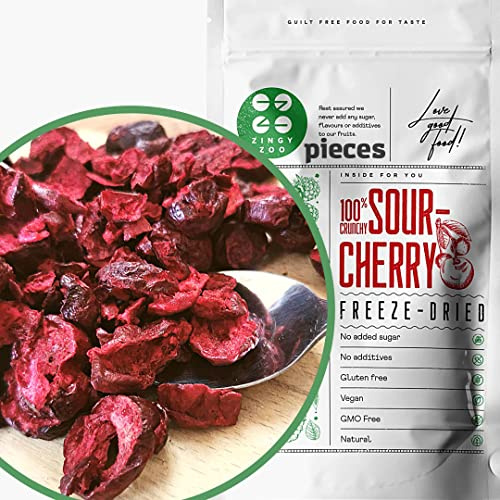 Griotte Lyophilisée en Morceaux | 100% Naturel Fruits Seche Cerise Aigre Lyophilisée | Freeze Dried Fruit Sour Cherry | Gefriergetrocknete Sauerkirschstück | Cerises Lyophilisées Griottes ZingyZoo