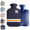 Large Hot Water Bottle with Knitted Cover, 2L Large Capacity Hot Water Bag with Removable and Washable Soft Cover for Pain Relief, Neck and Shoulders, Great Gift for Women, Men, Kids (2L-Navy Blue)