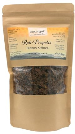 Propóleos en bruto | propóleo natural en la mejor calidad de apicultor | hasta un 60% de resina | prelimpiado | para evaporar, disolver o masticar | bolsa de 200 g | Imkergut