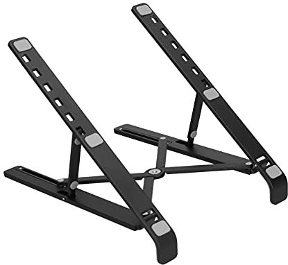 UPQRSG Laptop Ständer für Schreibtisch, Faltbarer Reise Laptop Ständer, Verstellbarer, Ergonomischer, Tragbarer Aluminium Halter, Leichter, Rutschfester Computer Ständer(Schwarz)