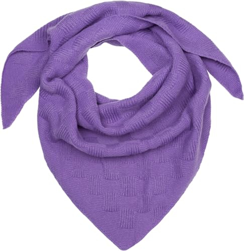 styleBREAKER Damen XXL Strick Dreieck Schal Einfarbig mit Schachbrett Strickmuster, Maxi Schal, Dreieckstuch, Warmes Winter Tuch 01020047, Farbe:Lavendel