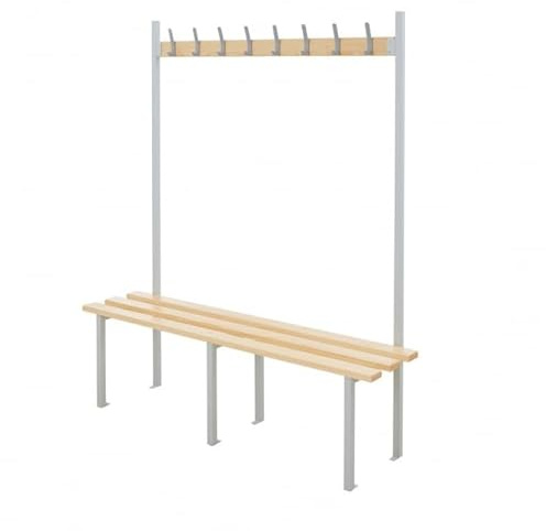 BiGDUG Essentials Changing Room Bench - Single Sided with 8 Hooks - 1750h x 1500w x 350d mm