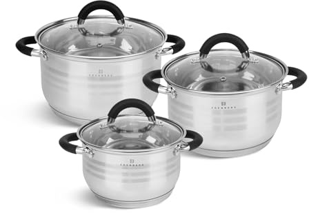 Edenberg Modernes 6-teiliges Topfset, Edelstahl, Kochtopf Set | induktions Töpfe Set,Kochgeschirr Set, Topfset induktionsgeeignet EB -002411