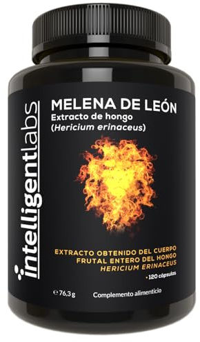 Melena de León Cápsulas de hongos por el Intelligent Labs, Extracto de agua caliente de los cuerpos fructíferos de Hericium Erinaceus, sin micelio, sin rellenos de grano, 2-Meses de suministro