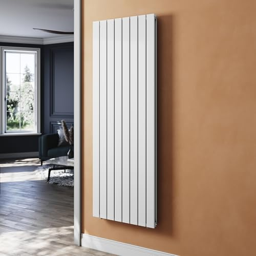 SUNXURY Termosifone piatto per bagno - Bianco - 1800 x 619 mm - Design verticale - Doppio strato - Collegamento centrale