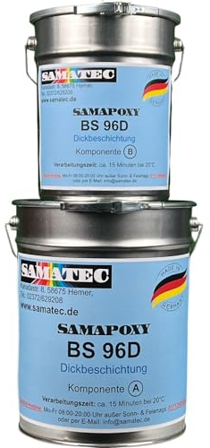 SAMATEC Hochbelastbare Dickbeschichtung Verlaufsbeschichtung Bodenbeschichtung für Garage, Werkstatt und Industrie SamaPoxy BS96D 30Kg (RAL 7016 Anthrazitgrau)