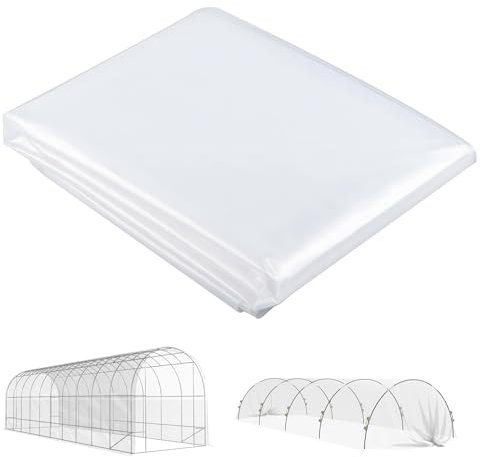 Outsunny Film pour serre 8x10 m étanche à l'eau, film de jardin avec protection UV, film plastique extra épais résistant à la déchirure, bâche de couverture pour serre tunnel en plastique, film tunnel