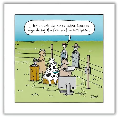 Woodmansterne Funny Birthday/Blank Greeting Card for Men or Women with Humorous Farm Animals 'Electric Fence' Joke Design - General Card Suitable for Any Occasion