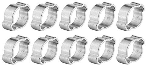 Uadme Collare Stringitubo, 10 Pezzi Fascette Stringitubo a Due Orecchie in Acciaio Inox Zincato, 15-18mm Anello Stringitubo per Tubi in Silicone o Gomma per Carburante Benzina su Automobili