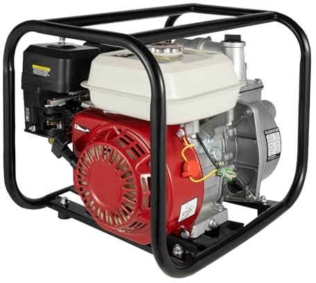CHIMHOON 6,5 hk 4-takts bensin smuts-vattenpump, motorpump, centrifugalpump, trädgårdspump, vattenpump och 7 m sughöjd, bensinpump, dragstart, metallfot