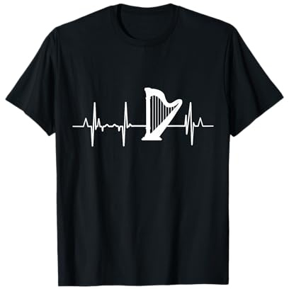Harpe Heartbeat Harpist Pulse Line T-Shirt