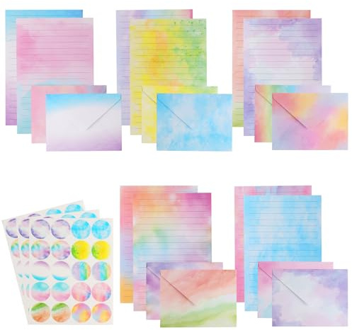 160 PcsLetter Writing Paper and Envelopes Sets, Watercolor Letter Writing Set, Stationery Paper and Envelopes Set, Watercolor Letter Papers, for Valentine's Day Office Stationery Set