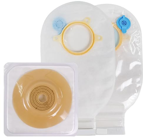 15 Sacchetti per Colostomia, Forniture per Stomia in 2 Pezzi con Sigillo, Lavabile con sfiato, Tagliabili su Misura (10 Sacche per Stomia + 5 Telai Convessi)