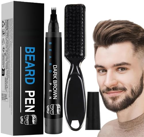 Beard Pencil Filler,Beard Thickener for Men,Beard Pencil Filler with Fork Tip,Shape Beard Filler,Waterproof Beard Filler Pen for Hair,Beard Pencil Filler,Long Lasting Beard Pencil (Brown)
