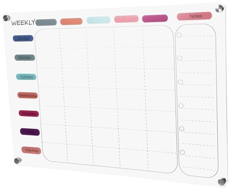 UTHCLO Tablero Magnético Acrílico Transparente Pizarra Borrable para Planificación Semanal Calendario Seco para Nevera Escritorio y Oficina Ligero y Reutilizable