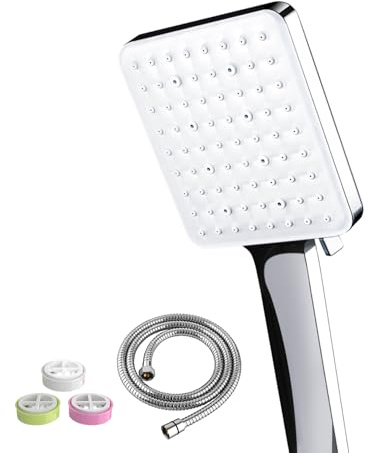 Adjustable Shower Head with High Pressure, Shower Head and Hose Set 1.5m, with 6 Different Spray Modes