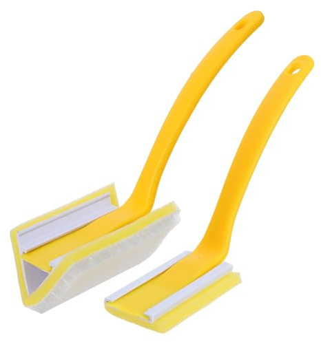 NUOBESTY Set 2 Pennelli Angolari per Pittura Interni, Piccolo Pennello Triangolare per Rifinire Bordi e Fessure Muro, Strumento per Dettagli Angoli Pareti e Soffitti, Manico Giallo