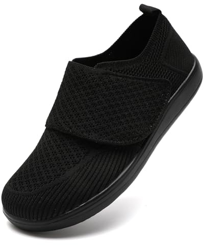 ZMBCYG Scarpe da uomo per diabetici da uomo, ortopediche, larghe, senza lacci, da camminare, linfedema, neuropatia, piedi gonfi, piedi nudi, zero cadute, antiscivolo, comode, traspiranti, leggere