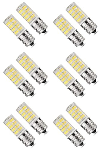 Aundhegrtt 12 Pack 4W Dimmable LED E17 Microwave Oven Bulb, Daylight 6000K 40W Equivalent Light,Ceramic E17 LED Bulb