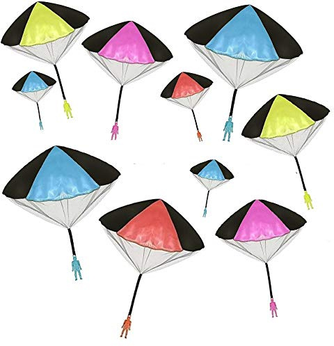 Toys+ Skydiver Parachute Men 10 Piece Party Pack Tangle Free (Colors and Styles May Vary) for Kids and Children