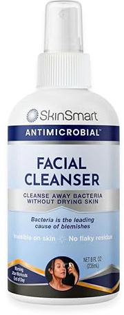 SkinSmart Antimicrobial Facial Cleanser for Breakouts & Blemishes; Hypochlorous Acid Formula Targets Bacteria to Reduce Skin Irritation and Flush Pores Clean, 8 oz Spray, All Ages & All Skin Types