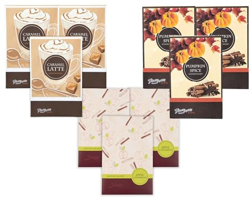 Simplicity Scents Sachets Fall Favorites Bundle 3 Caramel Latte, 3 Pumpkin Spice, 3 Apple Cinnamon - 9 Pack - Made in USA, ECO-Friendly Home Fragrance