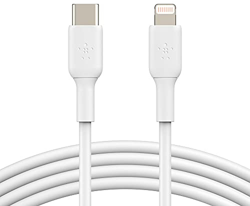 Belkin Boost Charge Cable USB-C a Lightning (Cable de Carga Rápida para iPhone 14 y Modelos Anteriores) Cable con Certificación MFi (Blanco, 1 m)