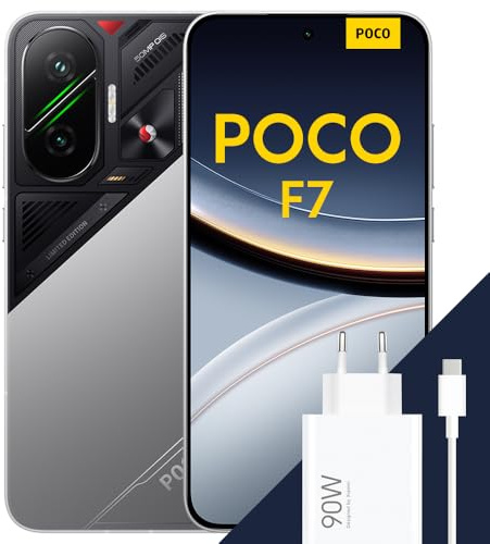 Poco F7 Smartphone, 12+512GB, Silber, Flaggschiff Snapdragon® 8s Gen 4, 6500 mAh Akku, 50 MP Sony-Kamera mit OIS, 6,83 1,5K 120 Hz AMOLED-Display (Netzadapter im Lieferumfang enthalten)