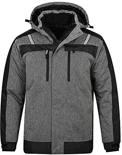 BWOLF OLYMPIA Veste d'extérieur pour homme Veste de travail pour homme hiver et imperméable coupe-vent Veste de travail chaude avec capuche, gris, M