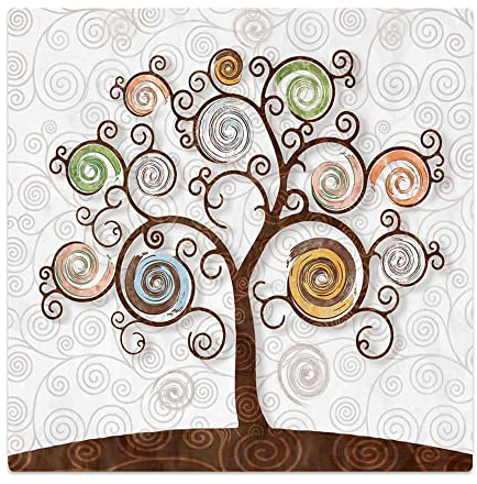 Lupia - Sottotutto decorato Albero della Vita in Legno QUADRATO Sotto bicchiere, piatto, pentola TREE WHITE 32x32 cm