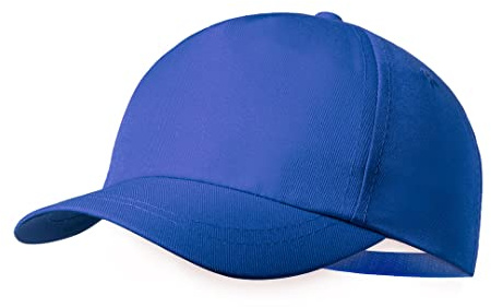 BLUECHOLON Gorra de niño de 5 Paneles Fabricada en Resistente poliéster RPET, de Suave Acabado y Cierre Ajustable. con Orificios de ventilación Bordados (Azul)