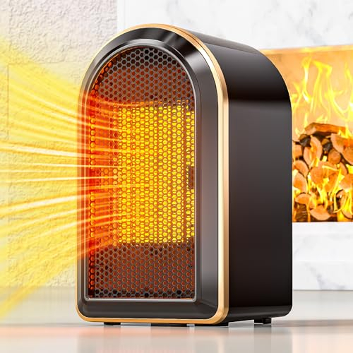 BNEHHOV Heizlüfter Energiesparend Leise Heizung Elektrisch mit Überhitzung- & Kippschutz PTC Keramik Elektrischer Kleine Elektroheizung für Büro, Wohnzimmer, Schlafzimmer (Schwarz)