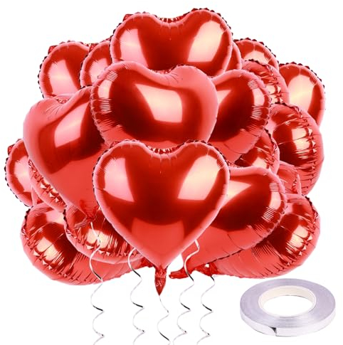 Herzluftballons 25 Stück Hochzeitsdeko Helium Luftballon Rot Herzen Ballons Valentinstag Standesamt Verlobung Heiratsantrag Deko Folienballon Hochzeit Geburtstagsdeko 18 Zoll