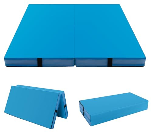 Giantex 4' x 4' Folding Gymnastics Mat with Carry Handles, Bio-Folding Tumbling Mat for Kids & Cheerleading