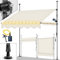 tillvex Klemmmarkise mit Handkurbel Balkon | Balkonmarkise ohne Bohren | Markise UV-beständig & höhenverstellbar | Sonnenschutz wasserdicht (Sand mit LED, 200cm)