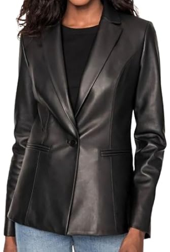 AAOutfitz Giacca da donna in vera pelle nera, Nero - Vera Pelle, XXL