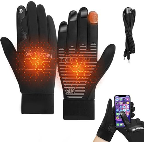 Dhqkqg Beheizbare Handschuhe, USB Beheizte Handschuhe, Beheizbare Handschuhe Herren, Nicht-Slip, Beheizte Handschuhe, wasserdichte Touchscreen Handschuhe Beheizt, für Laufen, Radfahren,Ski, Wandern