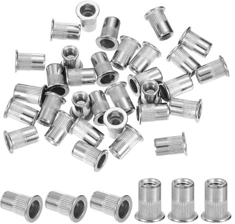 PATIKIL 1/4 Ecrou aveugle en acier inoxydable 304, 70 pièces Ecrou aveugle à tête plate Insert fileté pour de meubles industriel électrique, argent