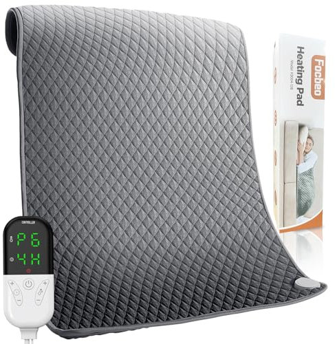 Focbeo Heating Pad, 32x24 Large Electric Heat Pad for Back, Neck, Shoulder Pain Relief – 6 Heat Levels, 4 Timer Settings, Auto Shut-Off, Machine Washable