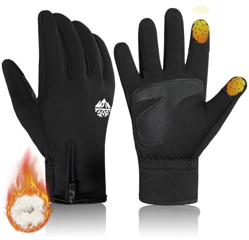 Handschuhe Kinder Winter Fahrradhandschuhe Kinder Reißverschluss, Wasserdicht Winterhandschuhe Kinder für Jungen Mädchen 3-15 Jahre, Anti-Rutsch Fleece Handschuhe Kinder für Wandern Laufen Sport