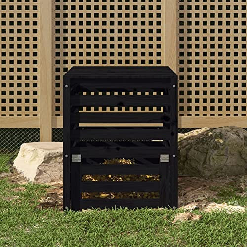 ShGaxin Compostador de Madera Maciza de Pino Negro 63,5x63,5x77,5 cm, Compostadora Organica Jardin, Vermicompostador, Composteras Huerto, Compostera Domestica