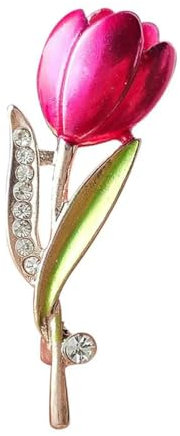 Broche fleur tulipe pour femme, accessoires de blazer, épingle, cadeaux de fête, Pierre Verre Pierre Émail Verre, Zircone cubique Agate Obsidienne