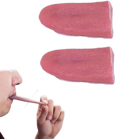 EAVUYIS 2 Stücke Realistisch Gefälschte Zunge, Scherzartikel, Prank Artikel, Dehnbar Tricks Künstliche Zunge, Requisiten Schreckliche Halloween