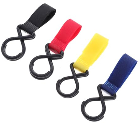 HAMPPLIES Ganchos para Colgar Cochecito Ñiño, 4 Unidades, Correa Ajustable y Diseño de Nylon y Sbs, para Silla de Paseo