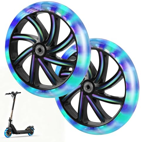 2 ruedas luminosas para patinete de acrobacias, 200 mm, ruedas de repuesto, ruedas de luz LED, compatibles con la mayoría de scooters de acrobacias y kickscooters