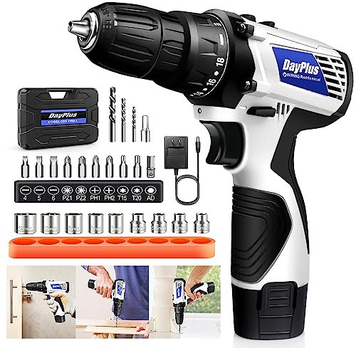 16.8V Cordless Drill Driver Kit Electric Screwdriver Set, Multi-Purpose Portable Drill Tool with 2X Batteries and Charger, Carry Case, 23Pcs Accessories