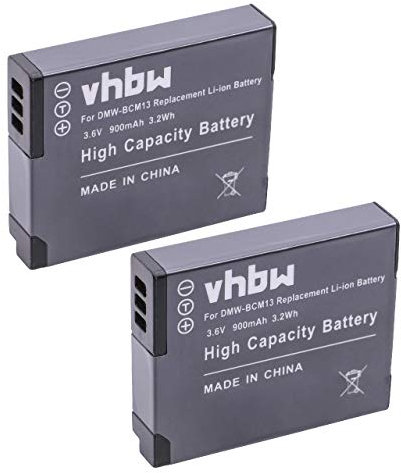 vhbw 2X Akku kompatibel mit Panasonic Lumix DMC-ZS30 Kamera Digicam DSLR (900mAh, 3,6V, Li-Ion)