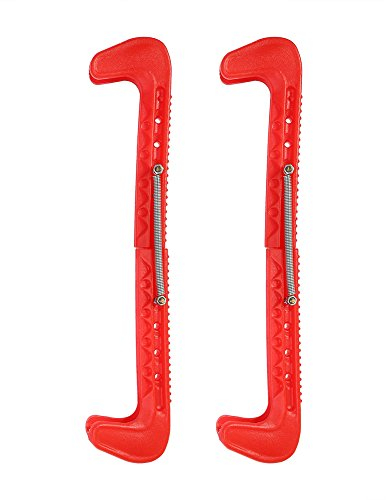 BORDSTRACT 1 Paar Eislauf-Kufenschutz, Kunststoff-Eishockey-Schlittschuh-Kufenschutzabdeckungen Mit Verstellbarer Feder Für Hockey-Schlittschuhe Oder Eiskunstlauf-Schlittschuhe(Rot)